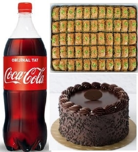 Aile Boyu Tatlı Keyfi Pasta Baklava ve 1 Litre Cola Paketi